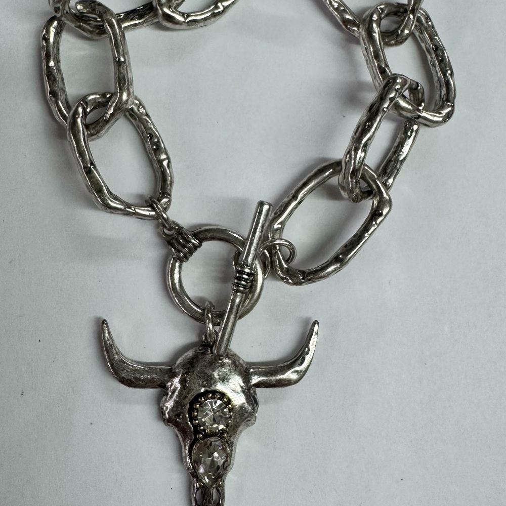 ❤️IDYLLWIND- Silver Bull Skull Chain Bracelet